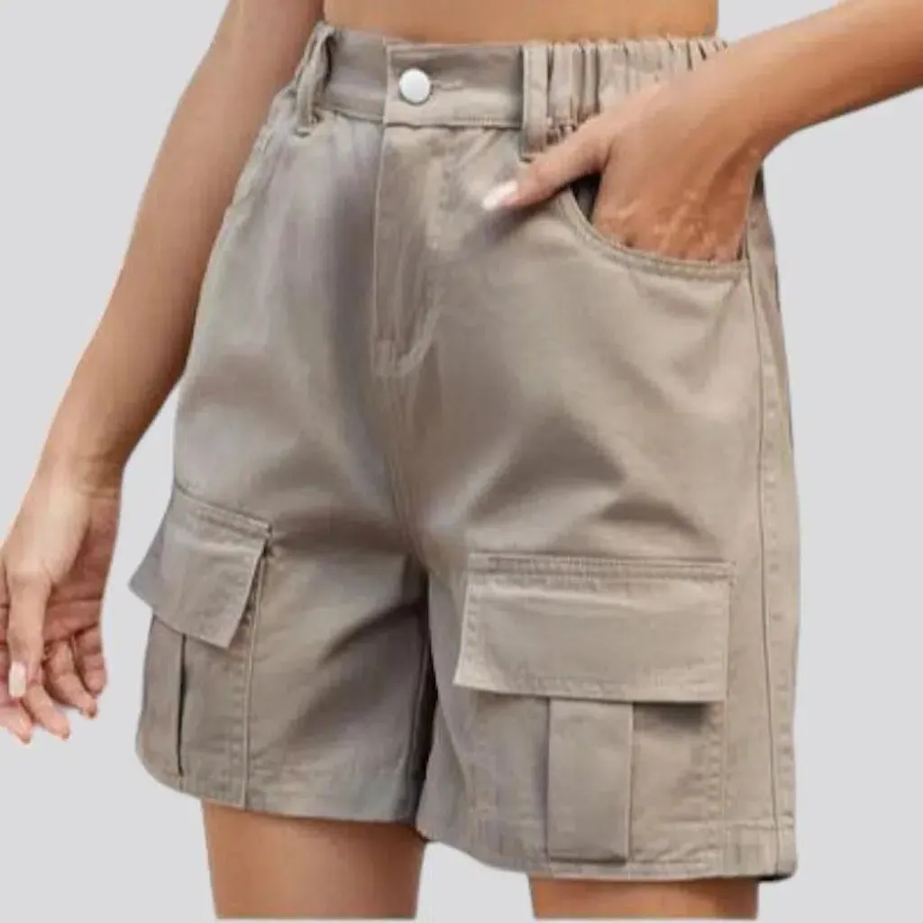 Color cargo jean shorts
 for women