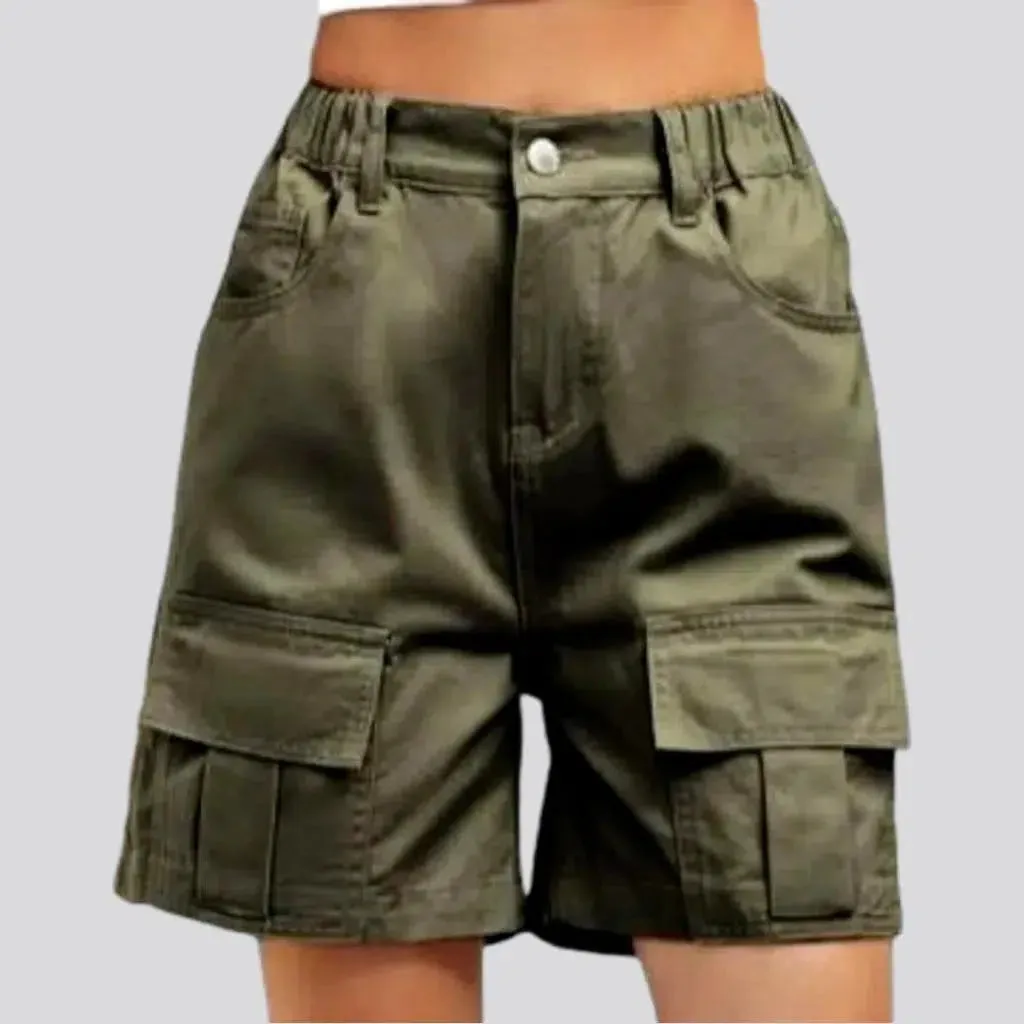 Color cargo jean shorts
 for women