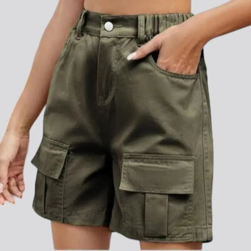 Color cargo jean shorts
 for women