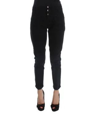 Costume National Womens High Waist Button Fly Straight Leg Jeans Black