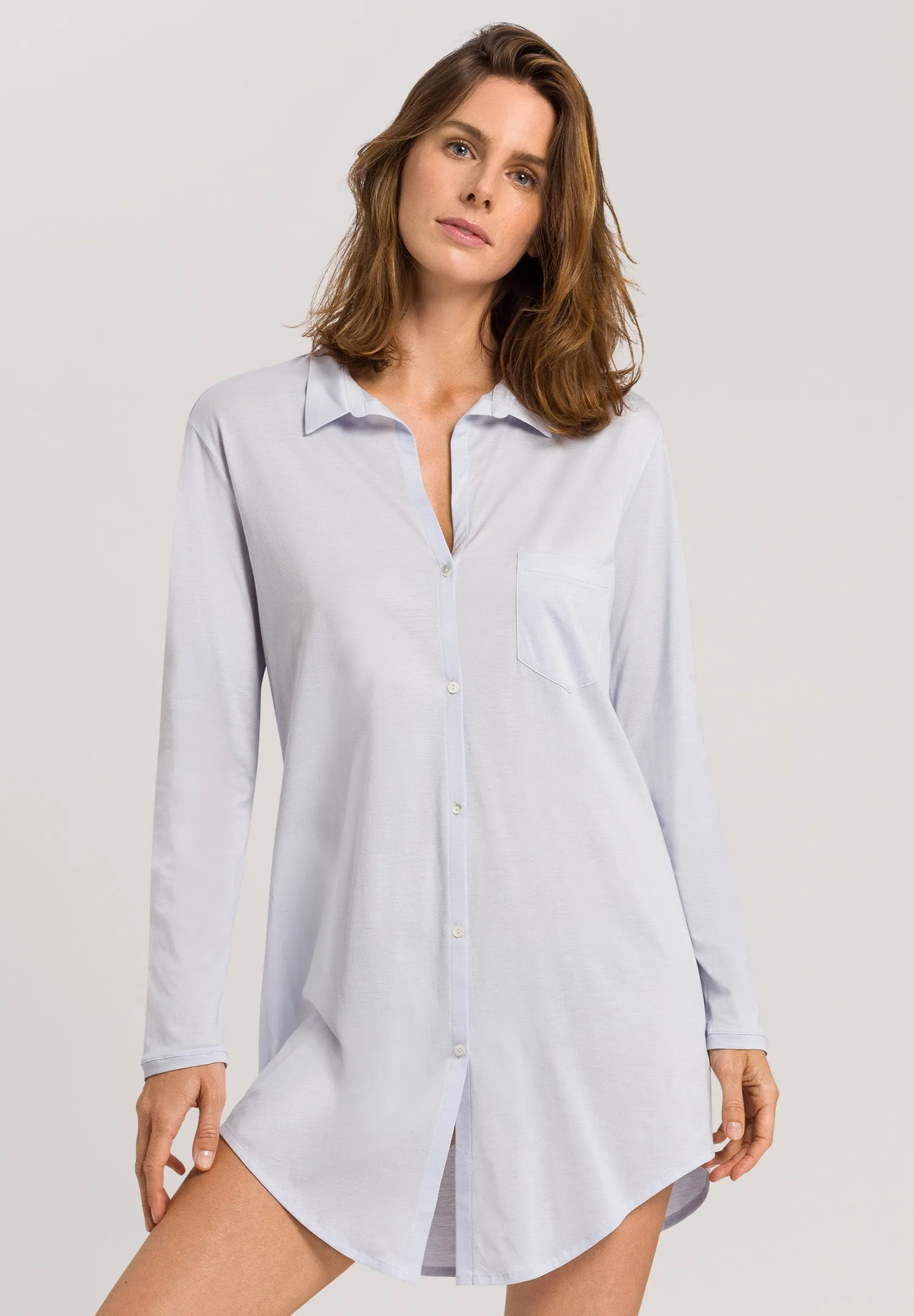 Cotton Deluxe Button Front Cotton Sleep Shirt | Blue Glow 77958-511