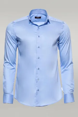 Cotton Satin Sky Blue Men Shirt - Wessi