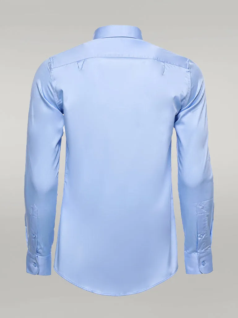 Cotton Satin Sky Blue Men Shirt - Wessi