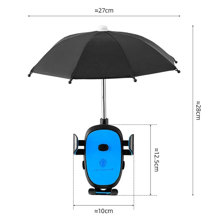 CYCLINGBOX BG-2935 Bicycle Mobile Phone Bracket With Umbrella Waterproof Navigation Electric Car Mobile Phone Frame, Style: Handlebar Installation (Black)