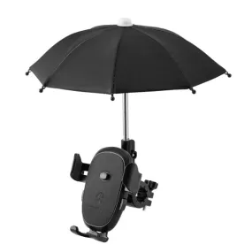 CYCLINGBOX BG-2935 Bicycle Mobile Phone Bracket With Umbrella Waterproof Navigation Electric Car Mobile Phone Frame, Style: Handlebar Installation (Black)