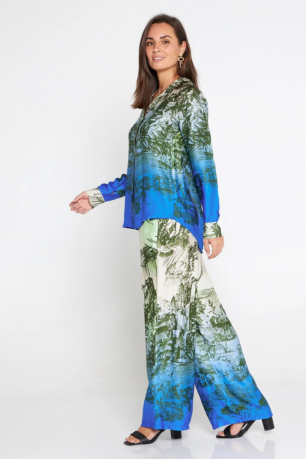 Dimitra Satin Shirt - Rhea Print