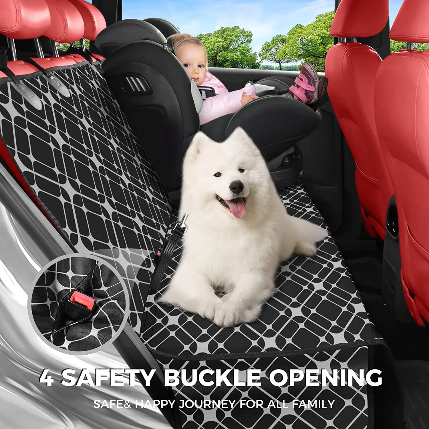 Dog Car Seat Cover for Back Seat, Multifunctional Dog Seat Cover for SUV, Car Pet Seat Cover, 100% Scratchproof&Waterproof Dog Hammock for Car, Car Seat Protector for Dogs with Mesh Window