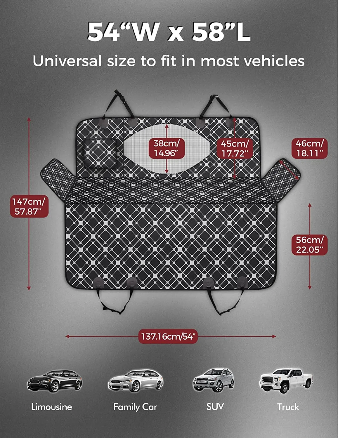 Dog Car Seat Cover for Back Seat, Multifunctional Dog Seat Cover for SUV, Car Pet Seat Cover, 100% Scratchproof&Waterproof Dog Hammock for Car, Car Seat Protector for Dogs with Mesh Window