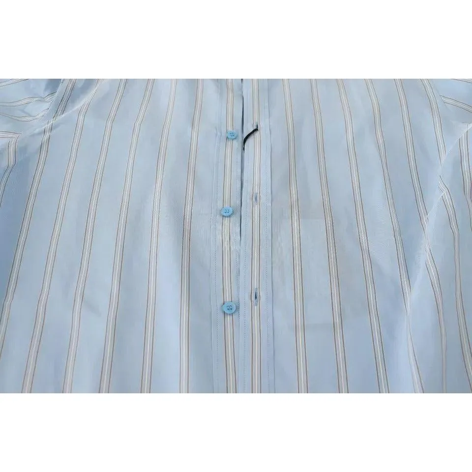 Dolce & Gabbana Blue Striped Silk Formal Dress MARTINI Shirt