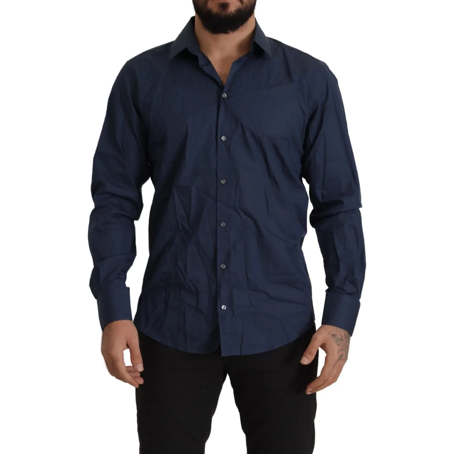 Dolce & Gabbana Elegant Slim Fit Blue Martini Dress Shirt