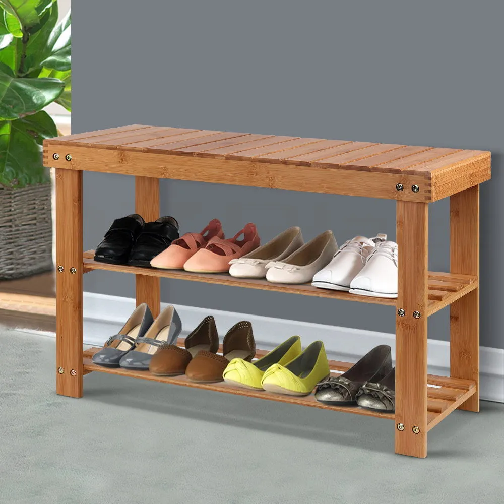 Eco-friendly Bamboo Shoe Rack Bench, 10 Pairs - Artiss