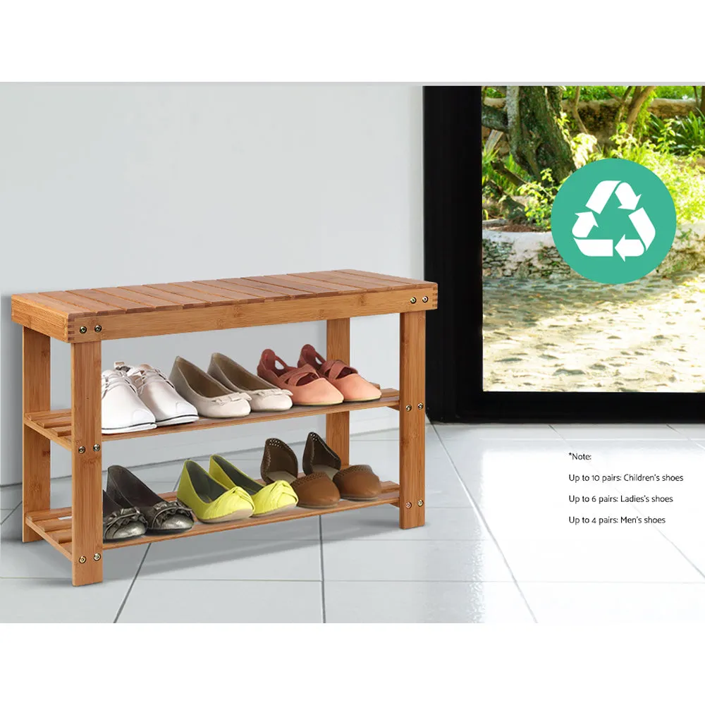 Eco-friendly Bamboo Shoe Rack Bench, 10 Pairs - Artiss