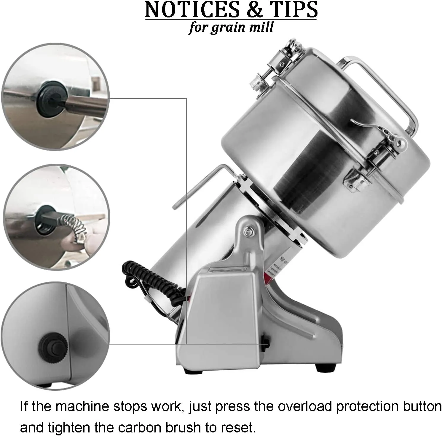 Electric Grain Mills I 2000g Grinder Powder LCD Digital Stainless Steel Ultra Grinder Machine for Kitchen Herb Spice Pepper Coffee Corn