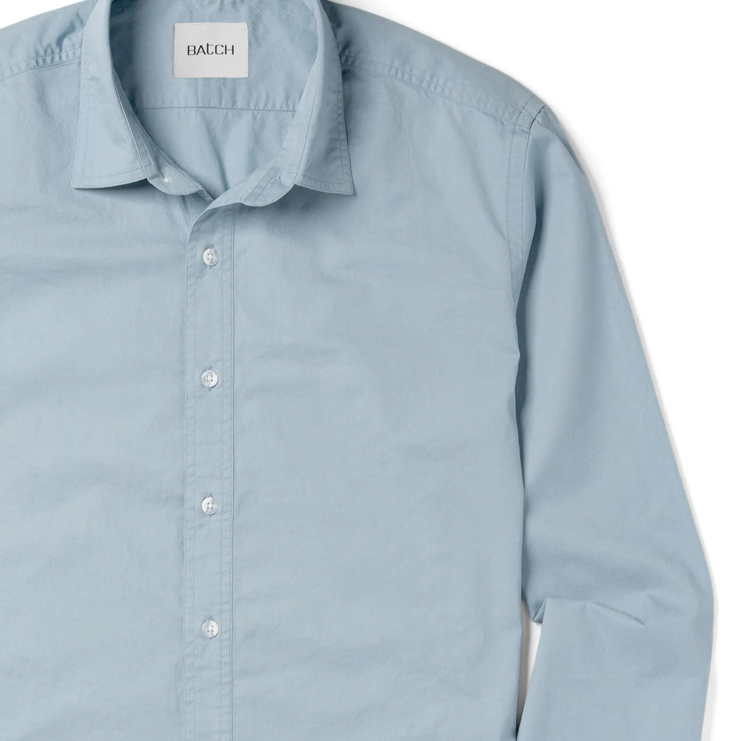 Essential Spread Collar Casual Shirt - Light Blue Cotton Twill