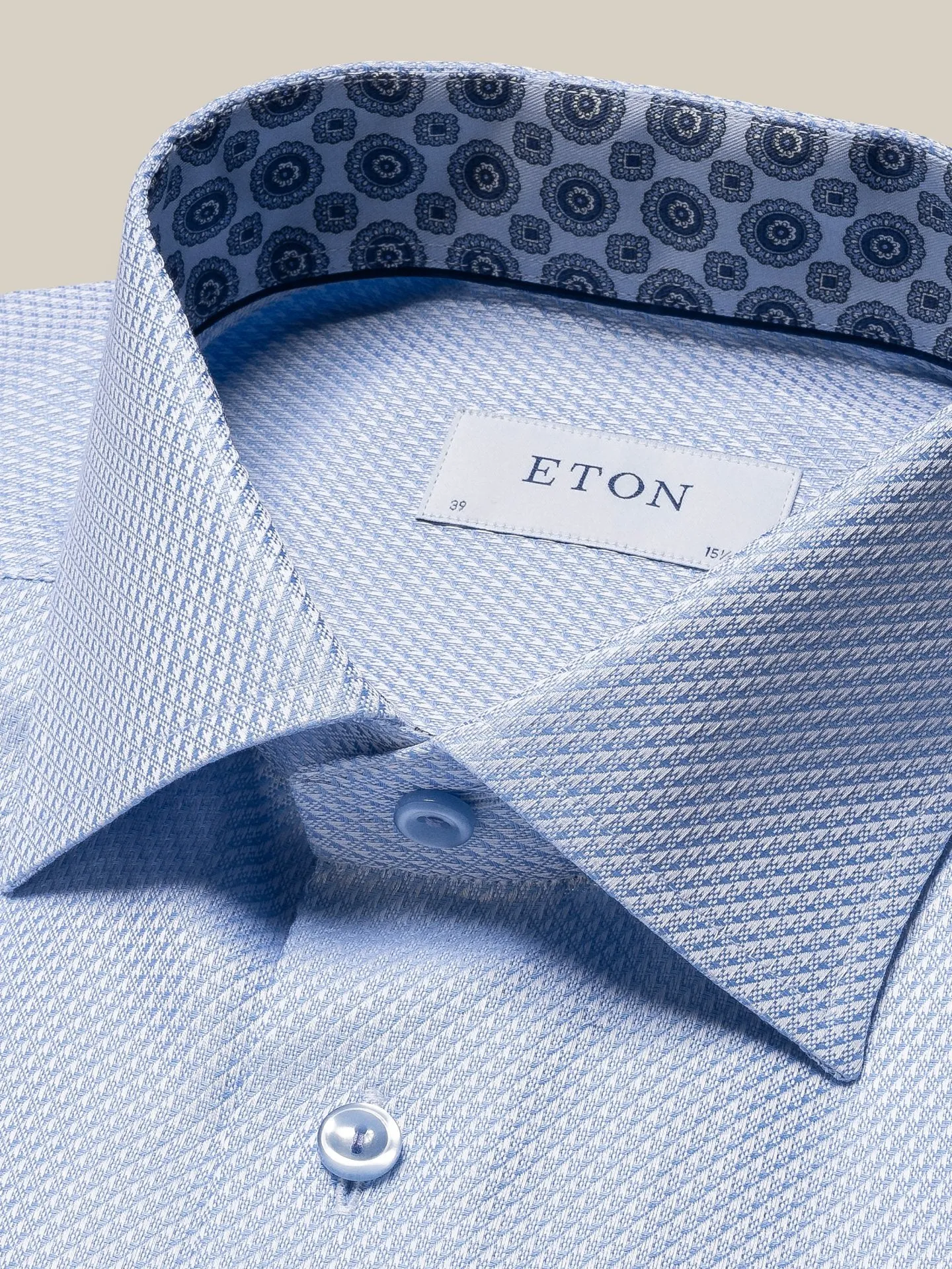 ETON Geometric Twill Long Sleeve Shirt Single Cuff Classic Fit LIGHT BLUE