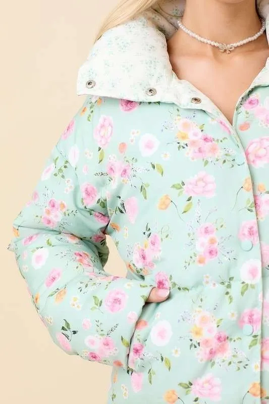 Floral Printed Puffer Jacket