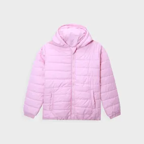 Girls Premium Quality Long Sleeve Baby Pink Puffer Hoodie Jacket