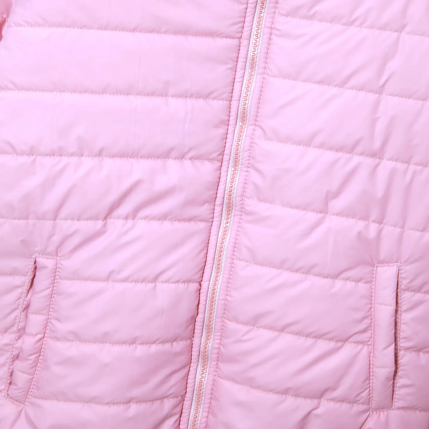 Girls Premium Quality Long Sleeve Baby Pink Puffer Hoodie Jacket