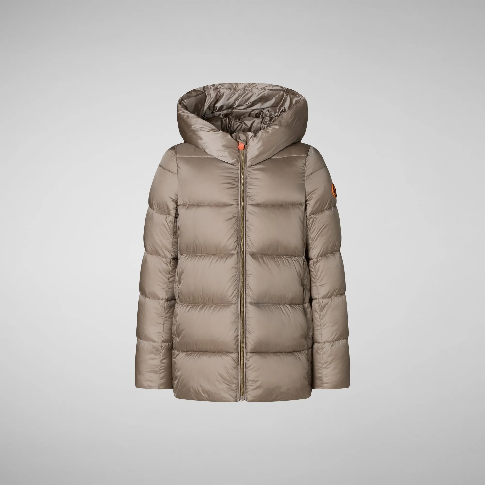 Girls's Hooded Animal free Puffer Coat Gracie in pearl grey