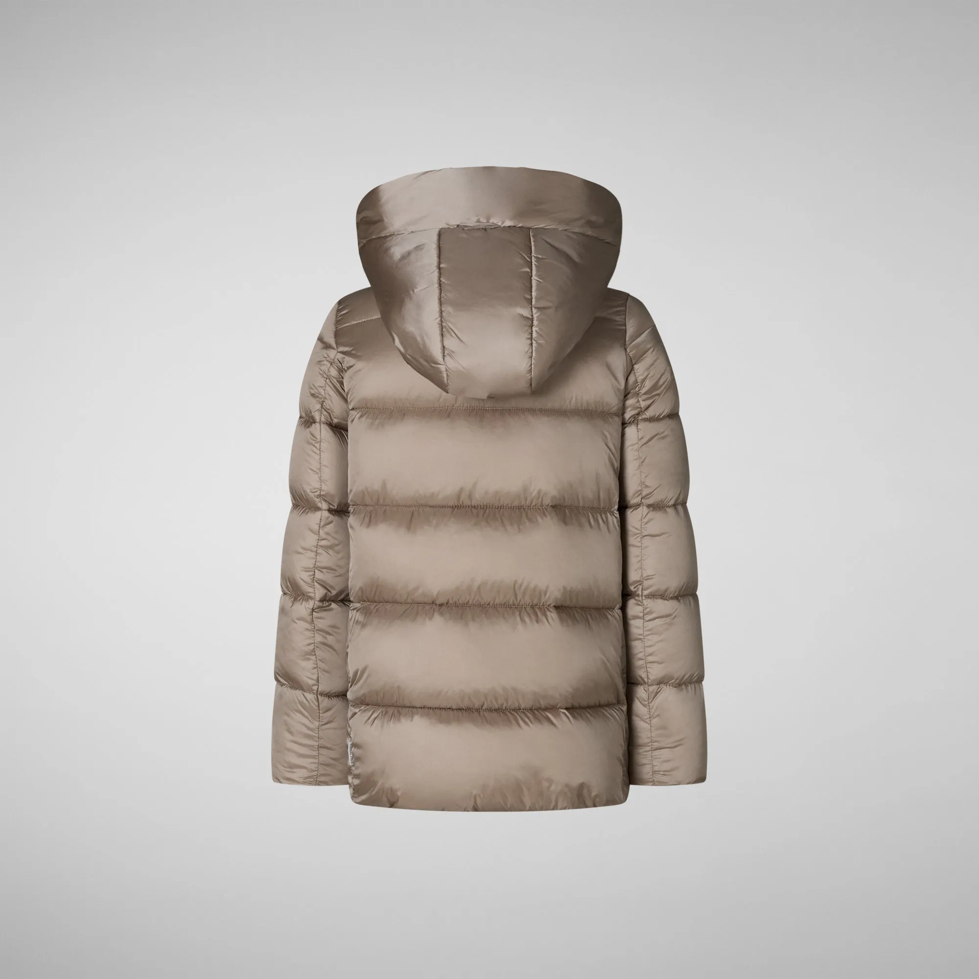 Girls's Hooded Animal free Puffer Coat Gracie in pearl grey