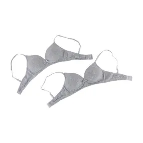 GREY SLIM STRAP BRA SET