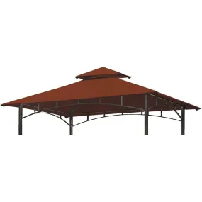 Grill Gazebo Replacement Canopy Roof, 5' x 8' Outdoor BBQ Gazebo Canopy Top Cover, Double Tired Grill Shelter Cover with Durable Polyester Fabric