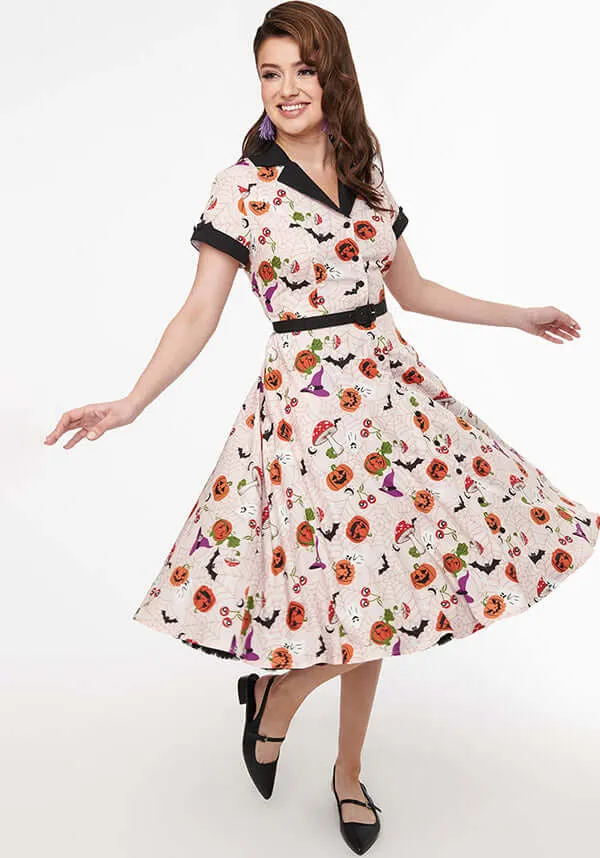 Halloween Print Belted | SWING SHIRT DRESS