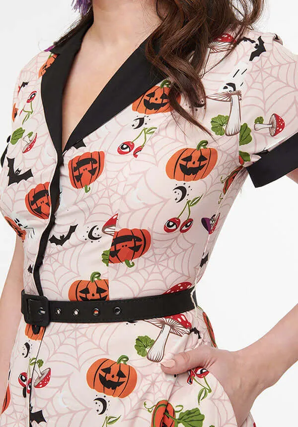 Halloween Print Belted | SWING SHIRT DRESS