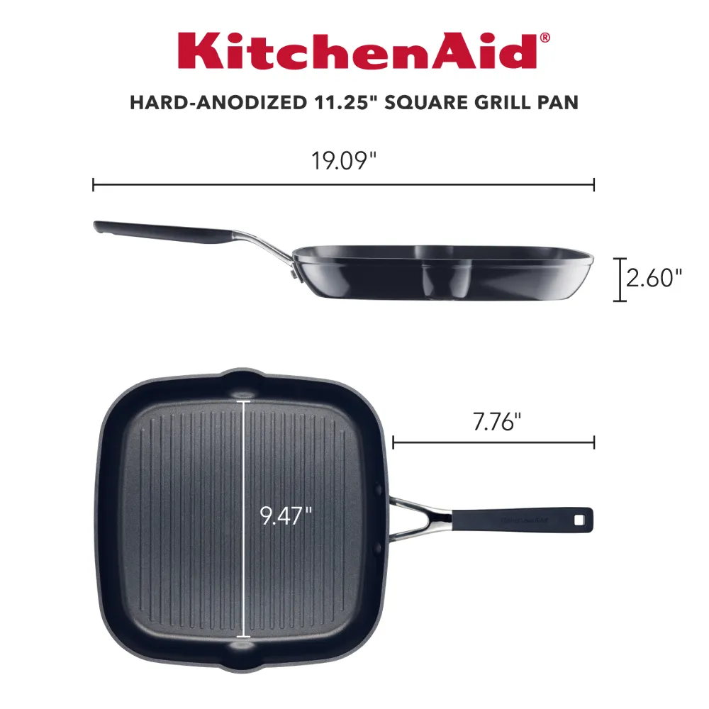 Hard-Anodized Nonstick 11.25-Inch Square Grill Pan