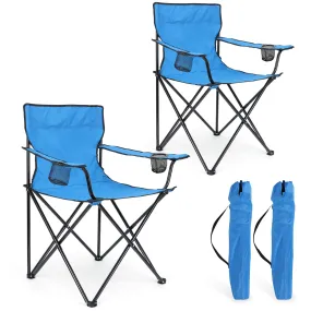 HaSteeL Foldable Camping Chair Set of 2, Folding Camp Chairs & Carrying Bags for Adults, Portable for Lawn, Outdoors, Fishing, Hiking, Travel, Picnic, Beach, Oversized & Supports 275lbs (Blue)