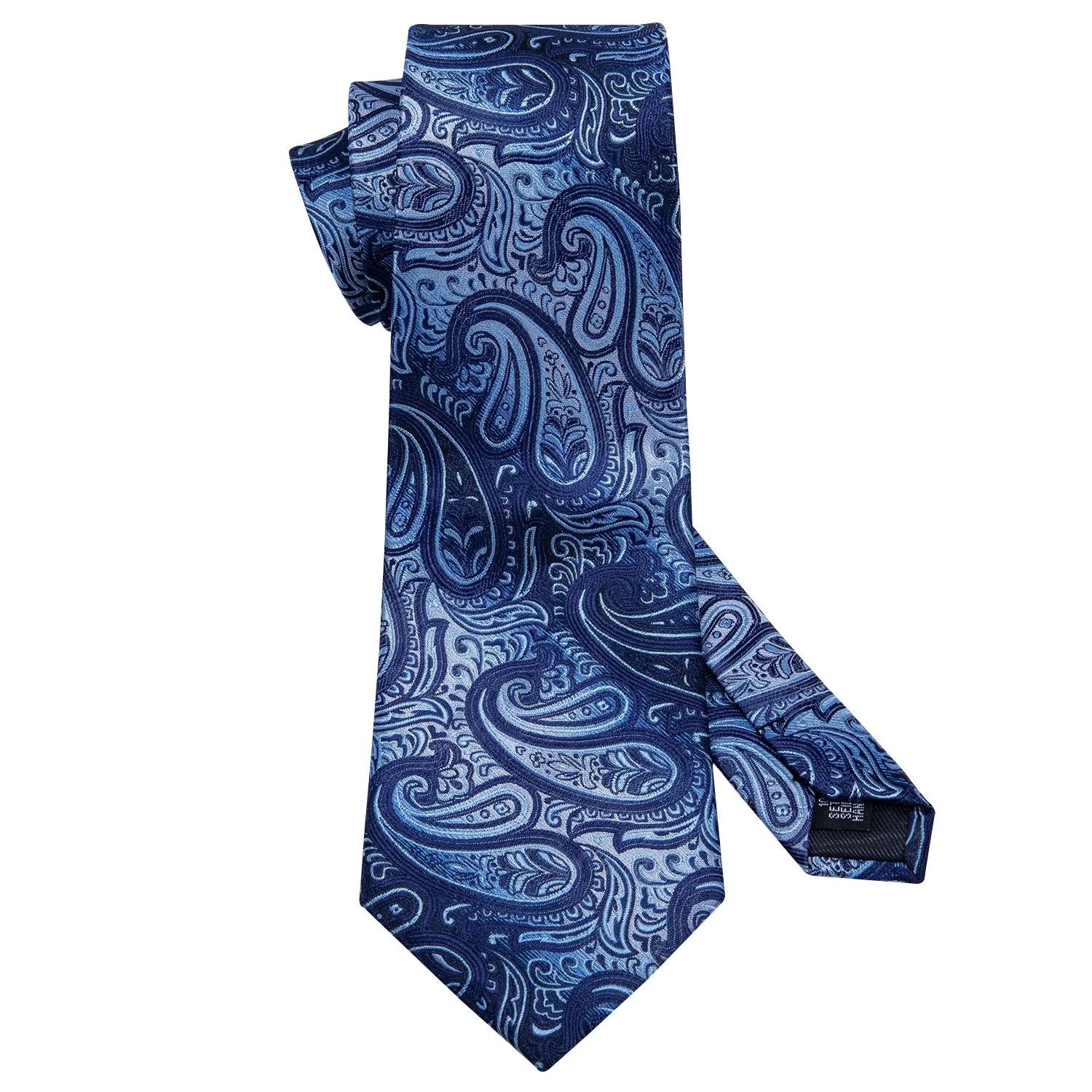 Hi-Tie Blue Necktie Gradient Paisley Ties Handkerchief Cufflinks Set