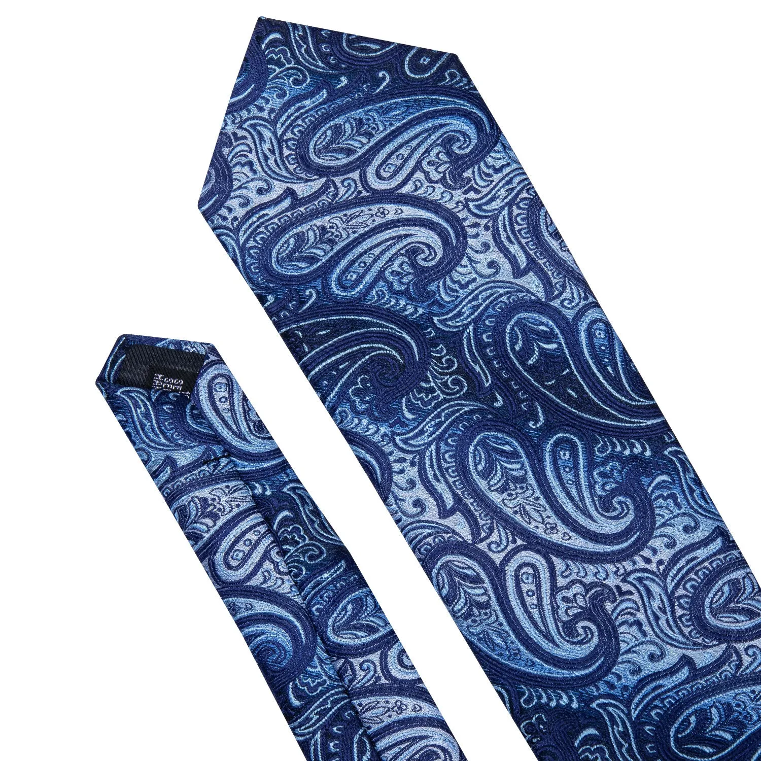 Hi-Tie Blue Necktie Gradient Paisley Ties Handkerchief Cufflinks Set