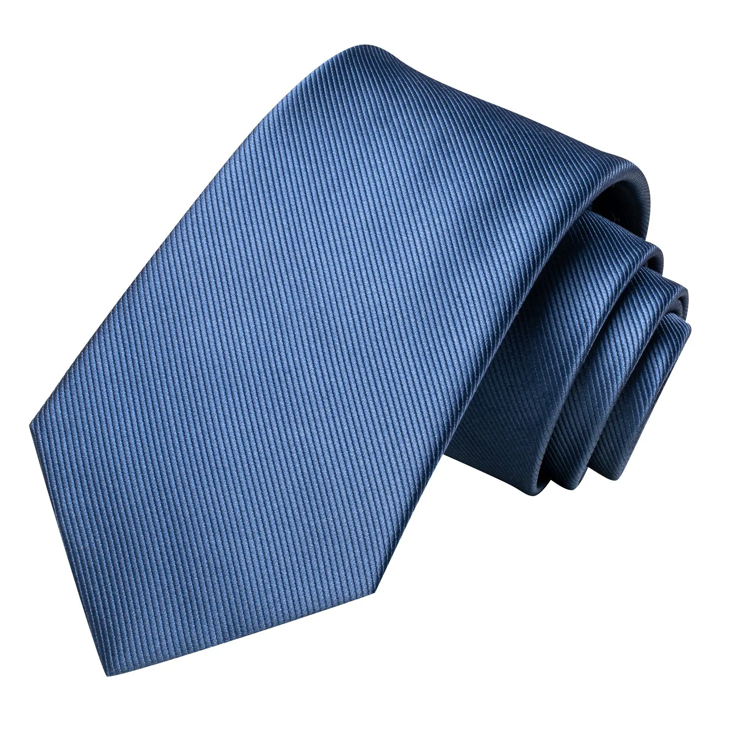 Hi-Tie Dusty Blue Necktie Solid Men's Tie Pocket Square Cufflinks Set