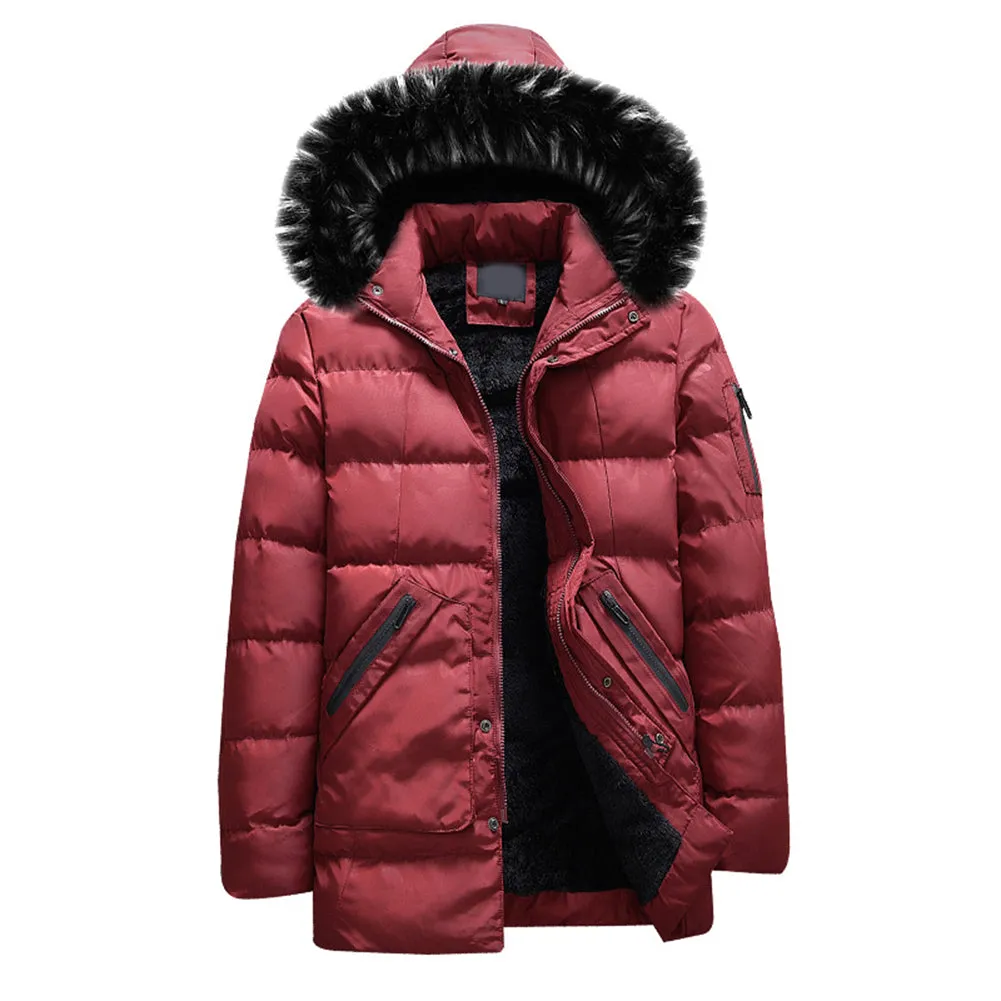 Hood Removable Faux Fur Coat Maroon