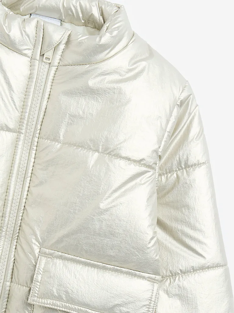 HOP Kids Light Gold Quilted Puffer Jacket