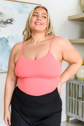 Hot Yoga Tank with Bra in Coral Rose