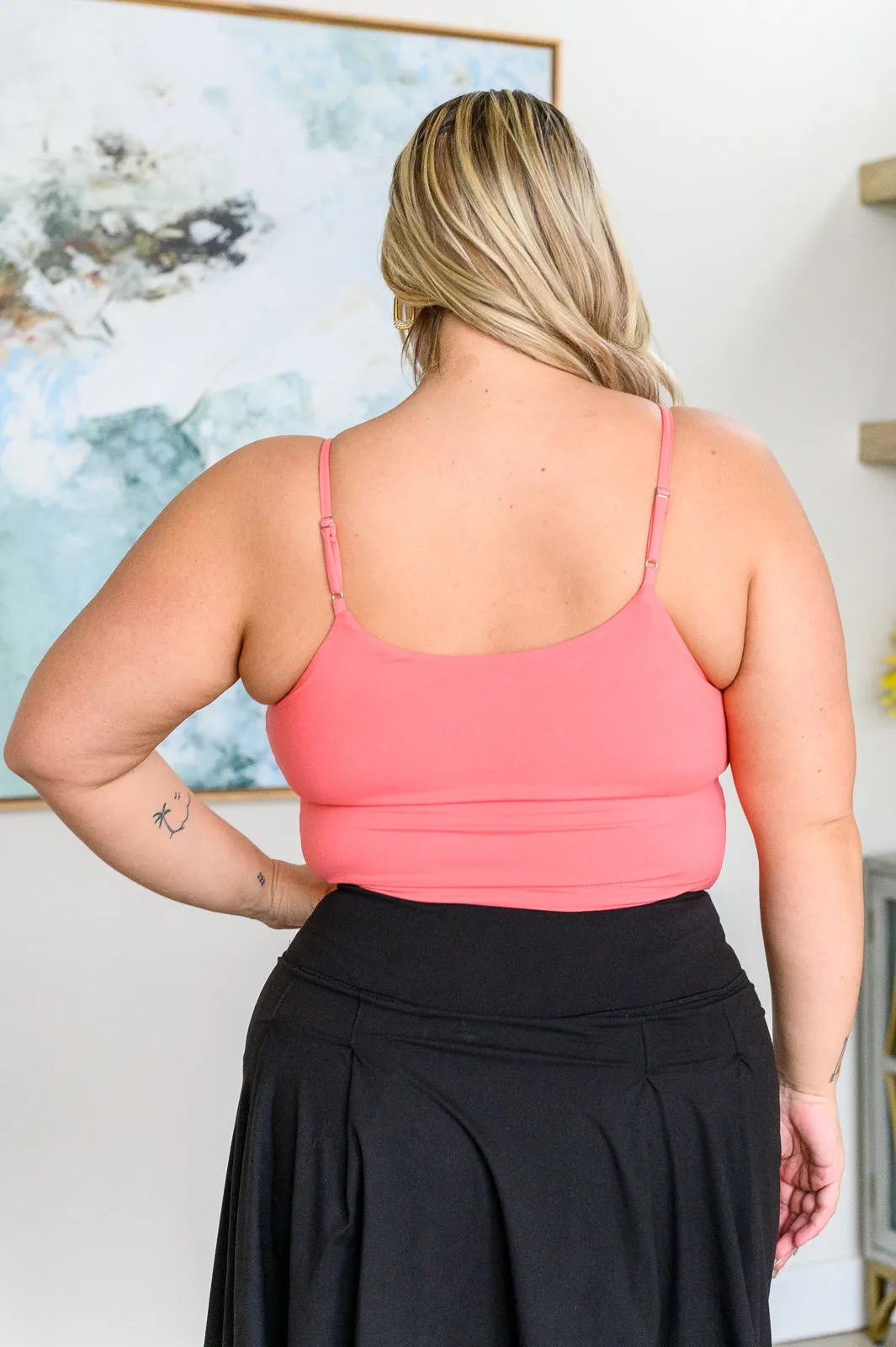 Hot Yoga Tank with Bra in Coral Rose