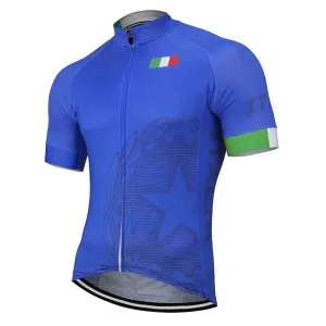 Italia Cycling Jersey (Blue with Flag Trim Sleeve)