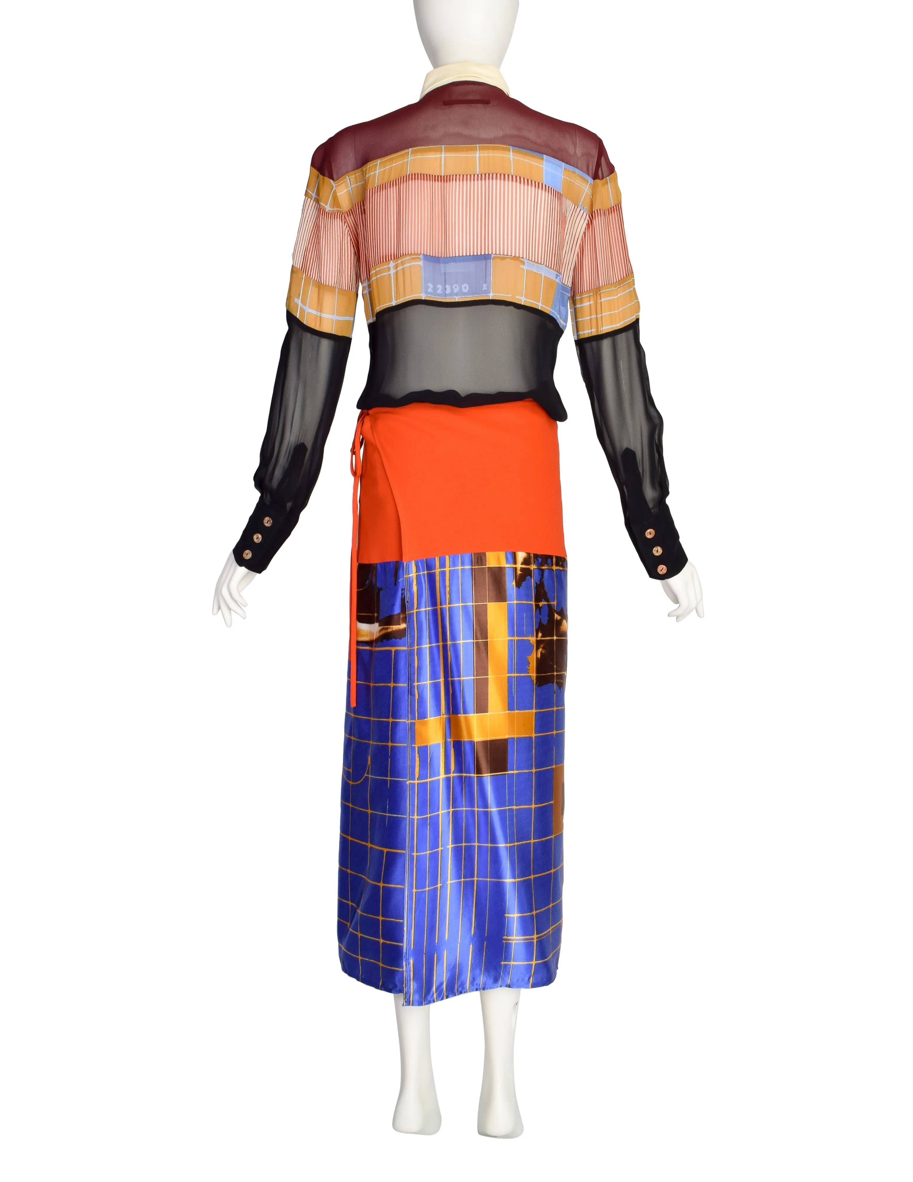 Jean Paul Gaultier Vintage Spring 1996 'Cyberbaba' Patchwork X-Ray Wrap Shirt Dress