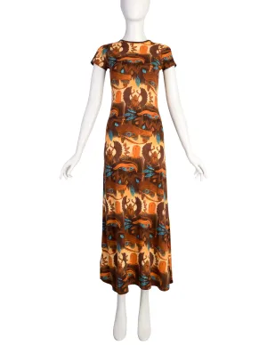 Jean Paul Gaultier Vintage SS 1997 Eye of Horus Scarab Print Maxi Dress