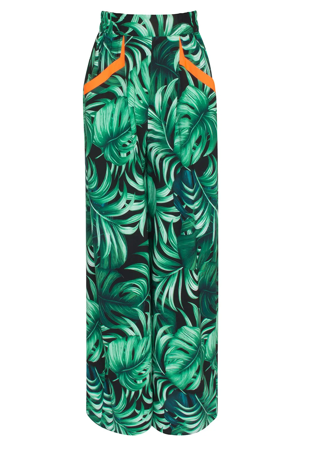 Jungle - Monstera Black / Green Pants (Neon Orange)