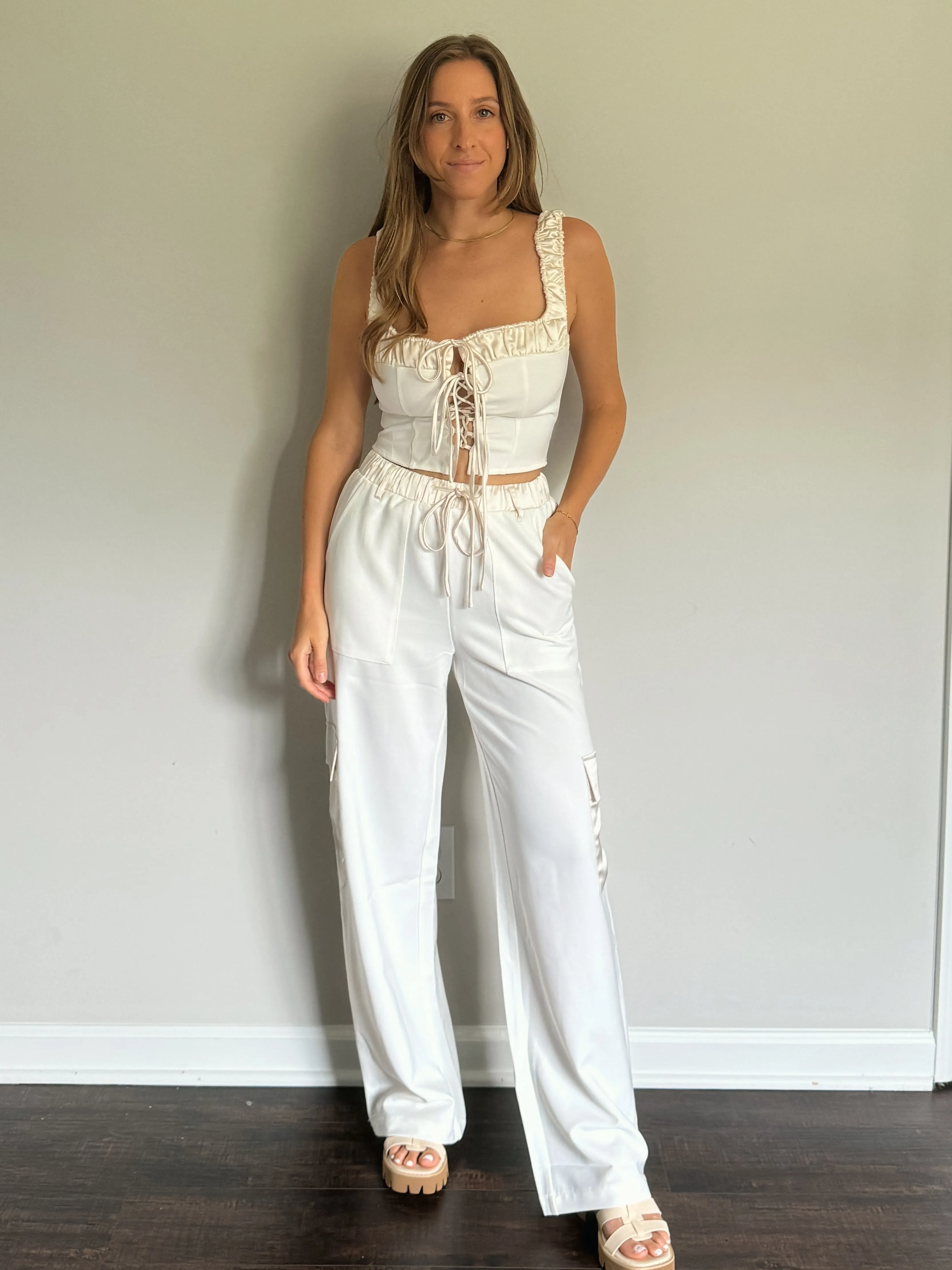 Lace Up Pants Set