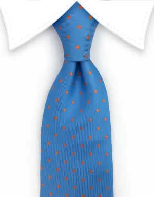 Light Blue & Orange Polka Dot Necktie