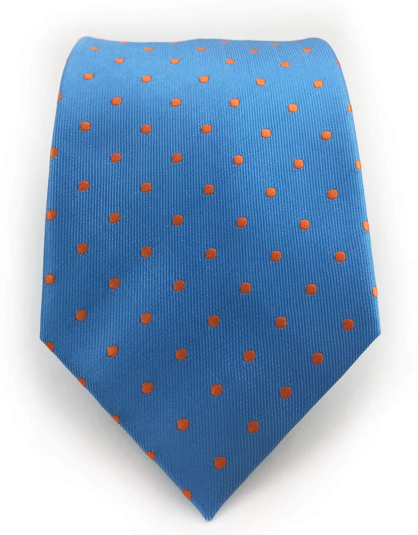 Light Blue & Orange Polka Dot Necktie