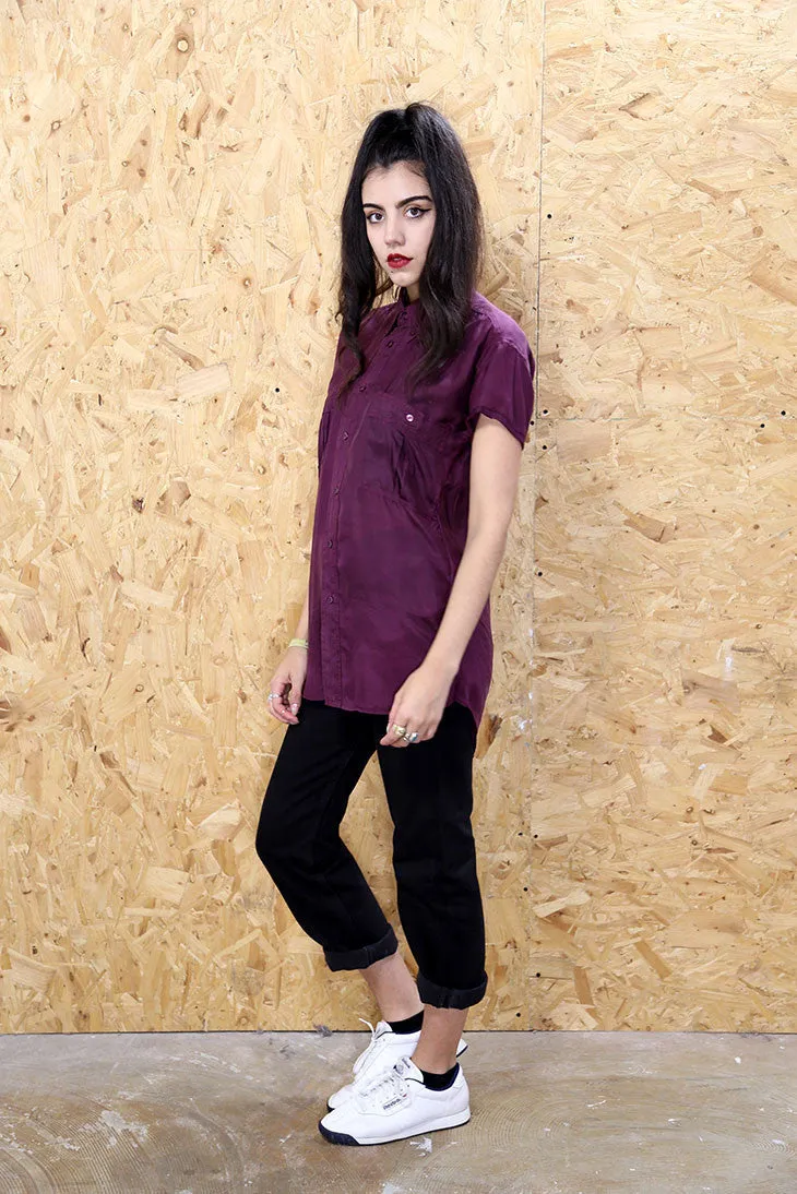 LOOT LABEL 90s Burgundy Silk Shirt