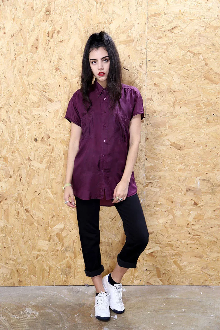 LOOT LABEL 90s Burgundy Silk Shirt