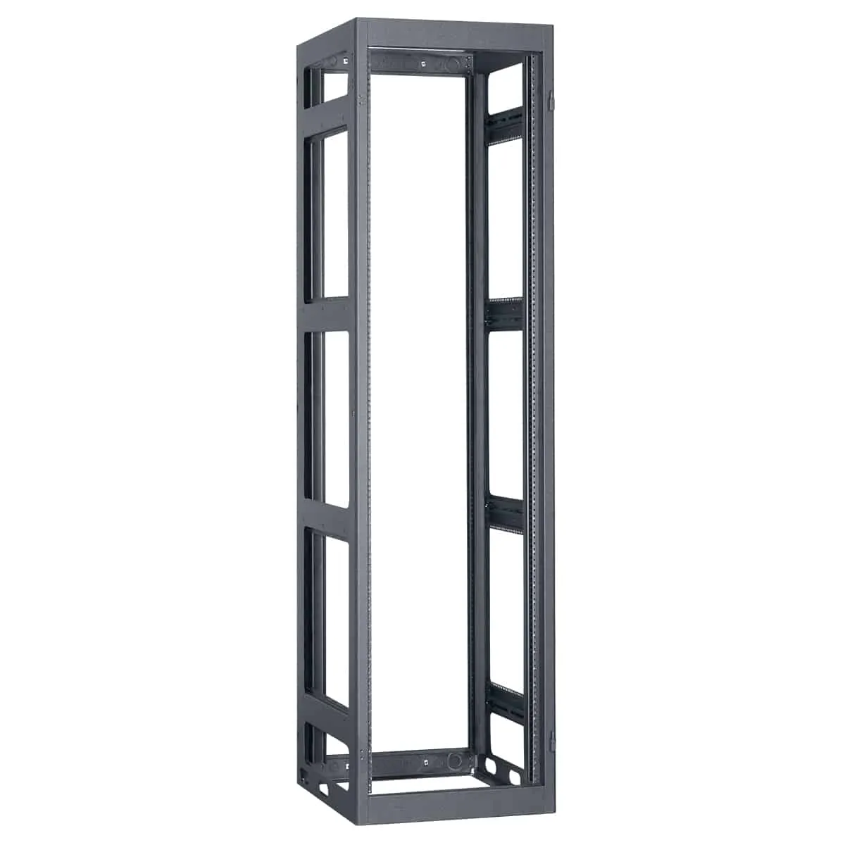 Lowell Mfg Equipment Rack-Narrow-Gangable-44U, 27in Deep, Rails, Rear Door