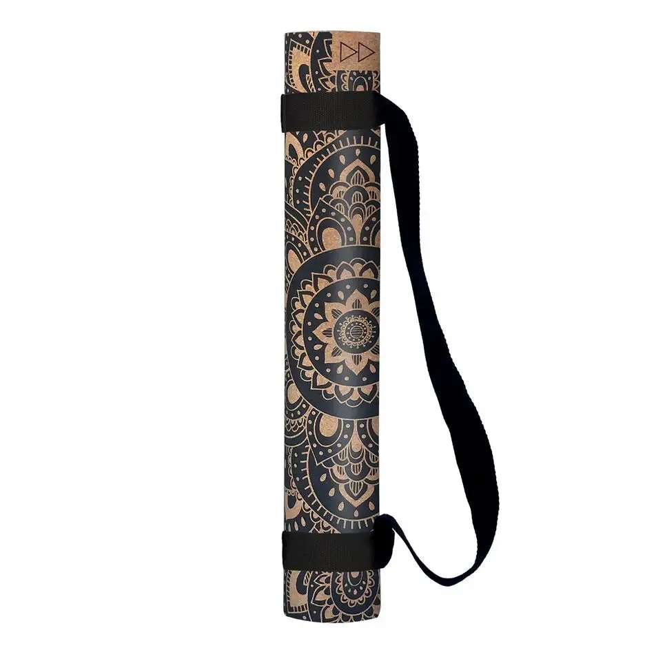 Mandala Cork Yoga Mat with Carrying Strap