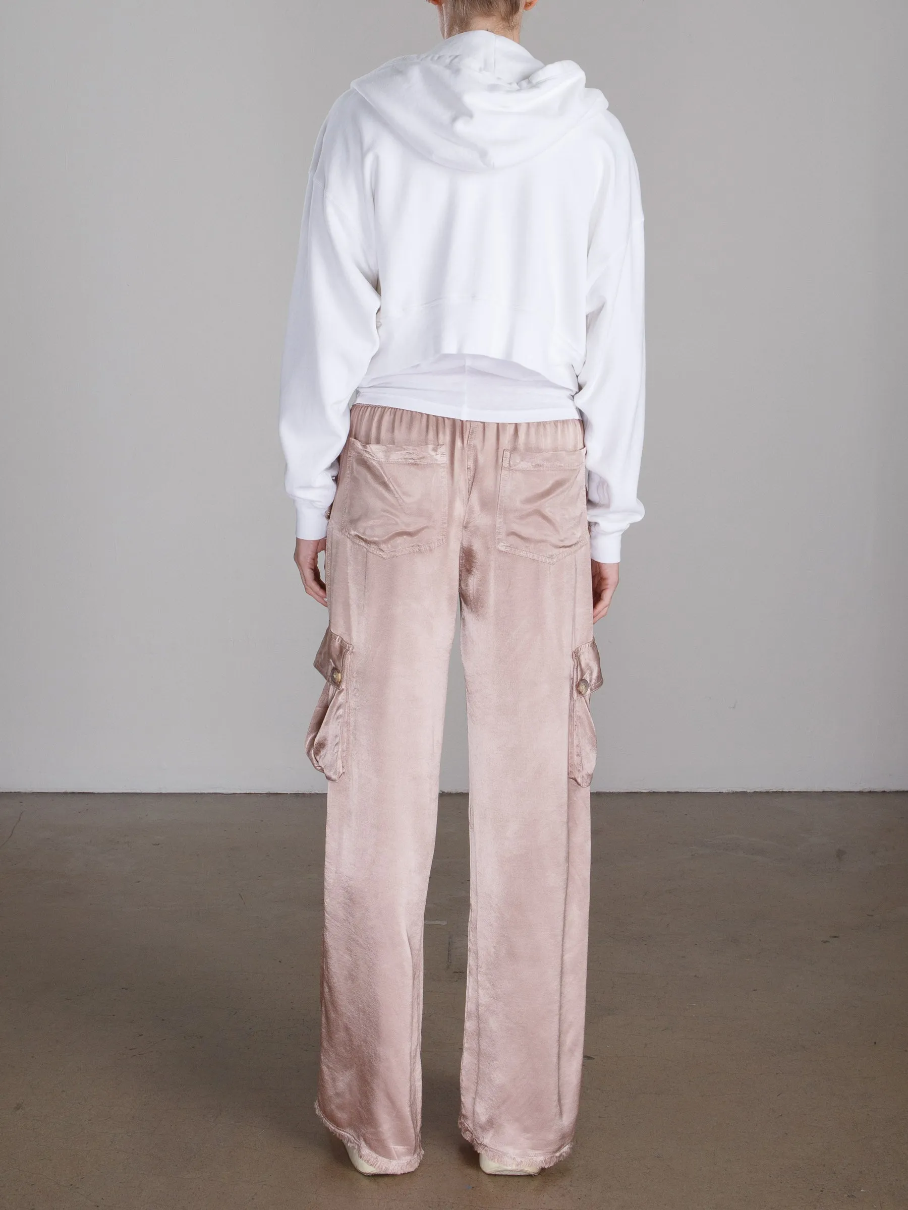 Mason Cargo Pant in Vintage Satin - Nude