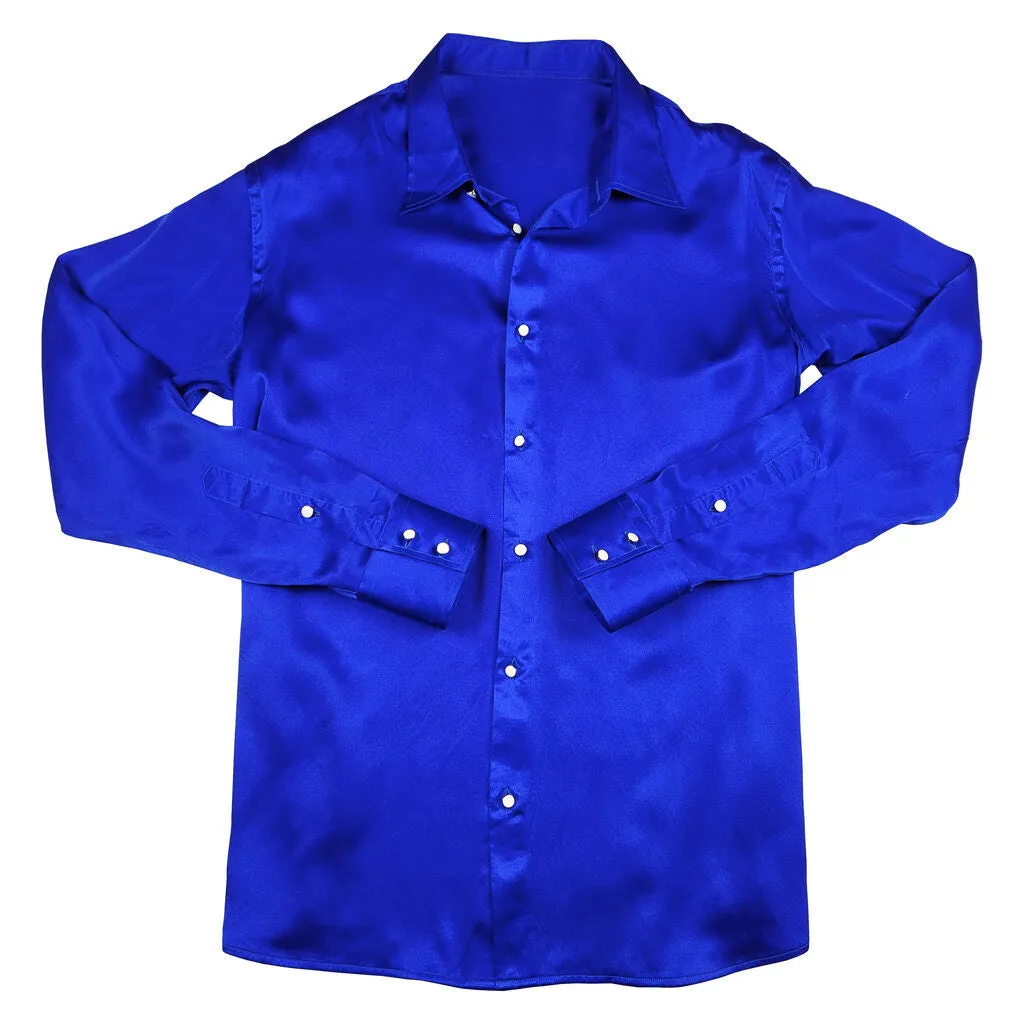 Men's Blue Silk Shirt